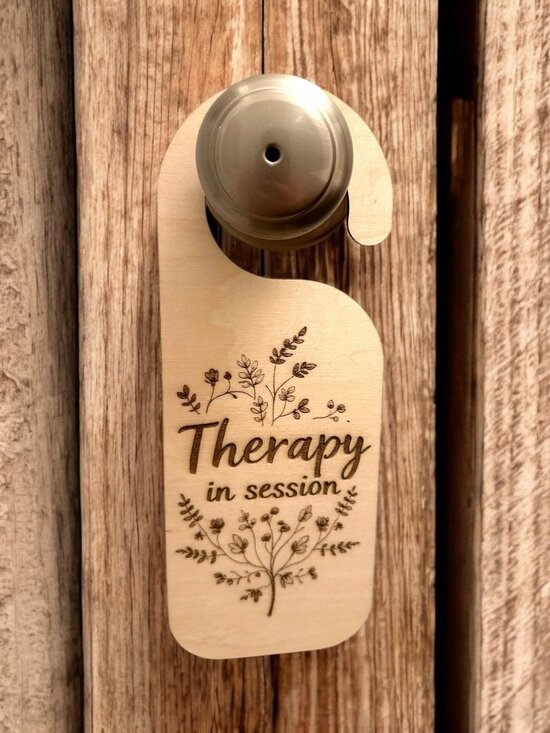 Share Therapy In Session Wooden Door Sign | Laser Engraved | Professional Office - Picture 1 of 3